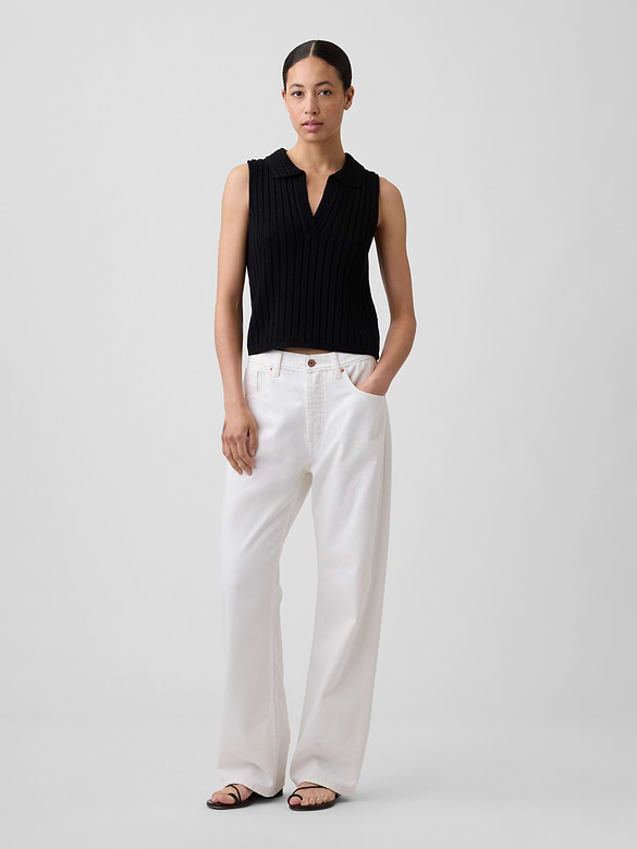 Sleeveless Crochet Collared Top