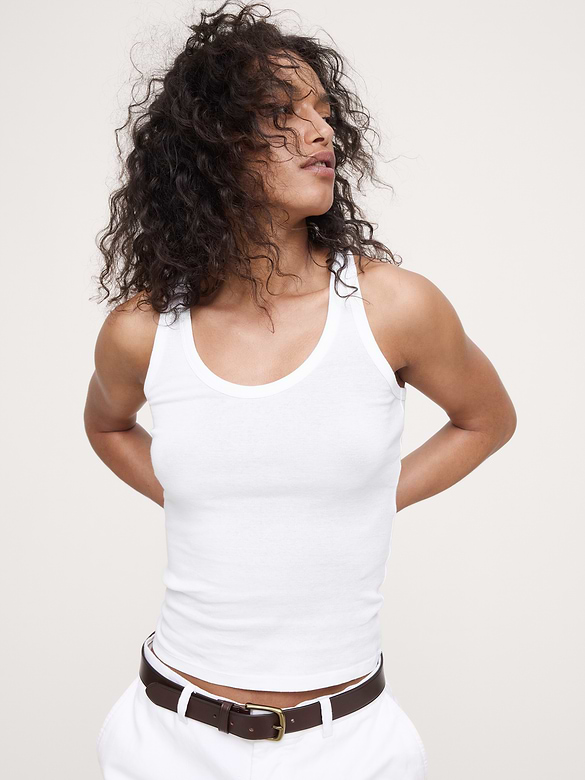 Airy Cotton Scoop-Neck Tank