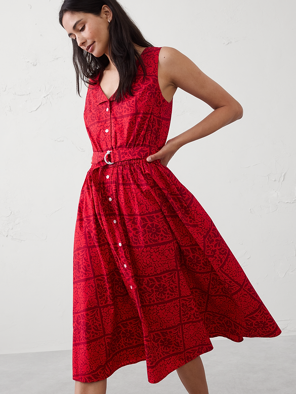 Poplin Knee-Length Dress