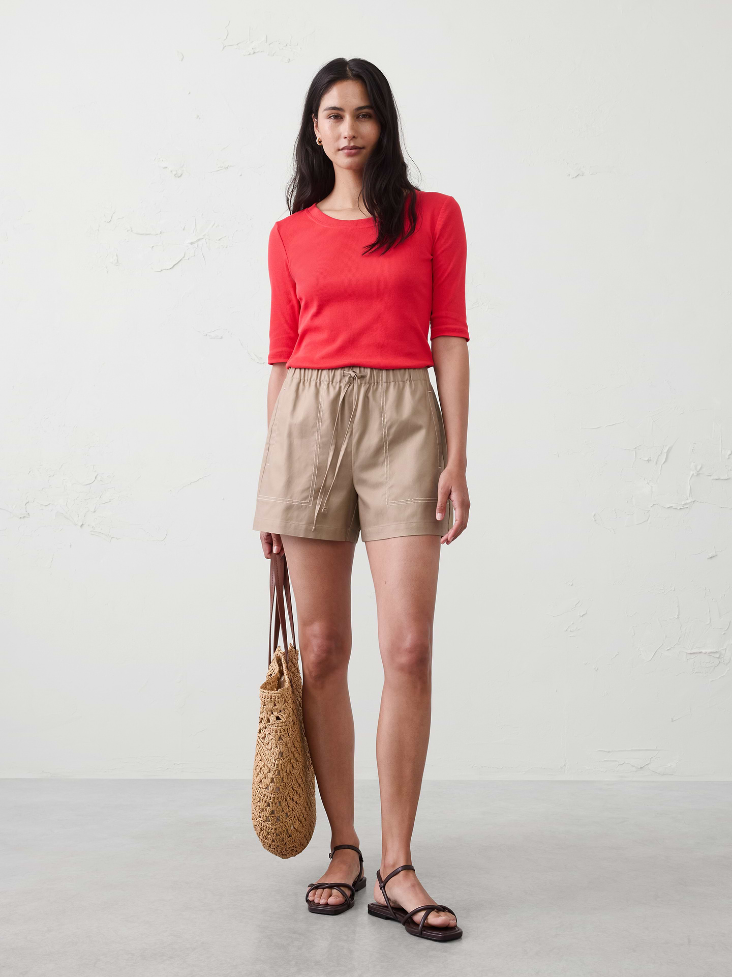 Image number 6 showing, Ribbed Elbow-Sleeve T-Shirt
