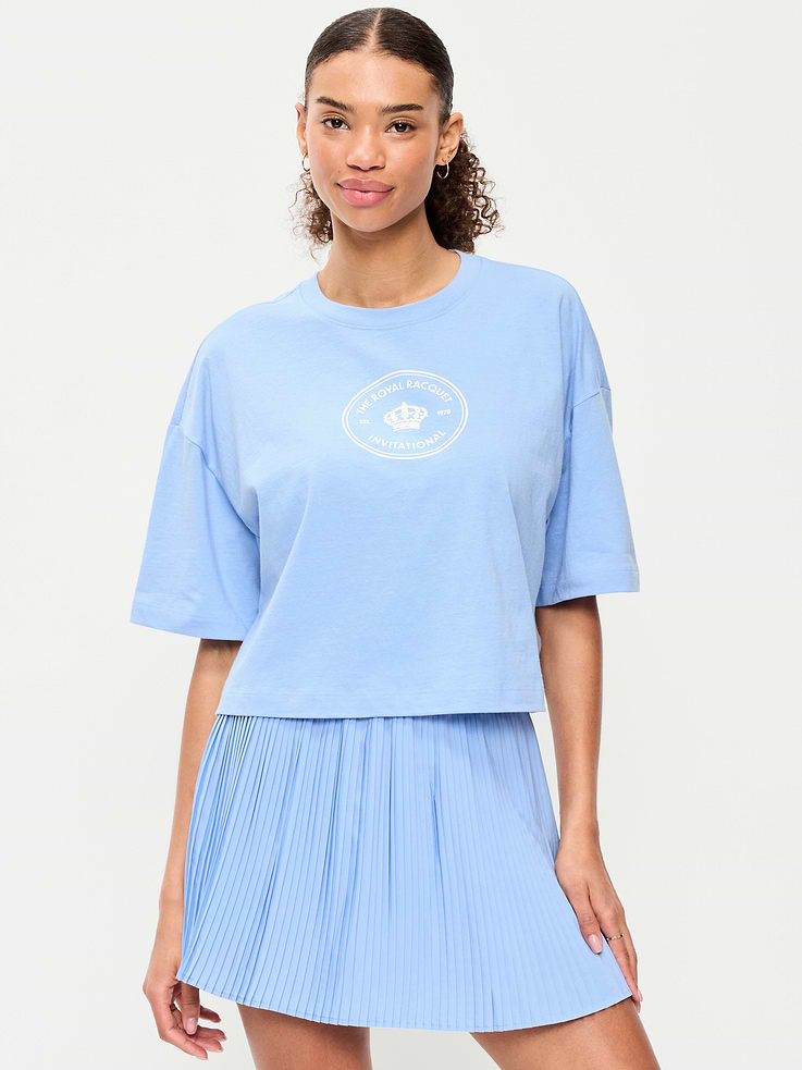 Image number 1 showing, Vintage Crew-Neck Oversized Crop Graphic T-Shirt
