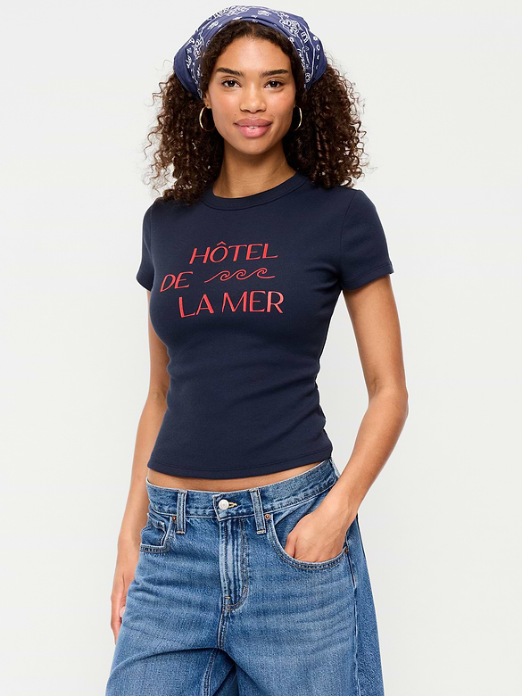 T-shirt moulant à imprimé