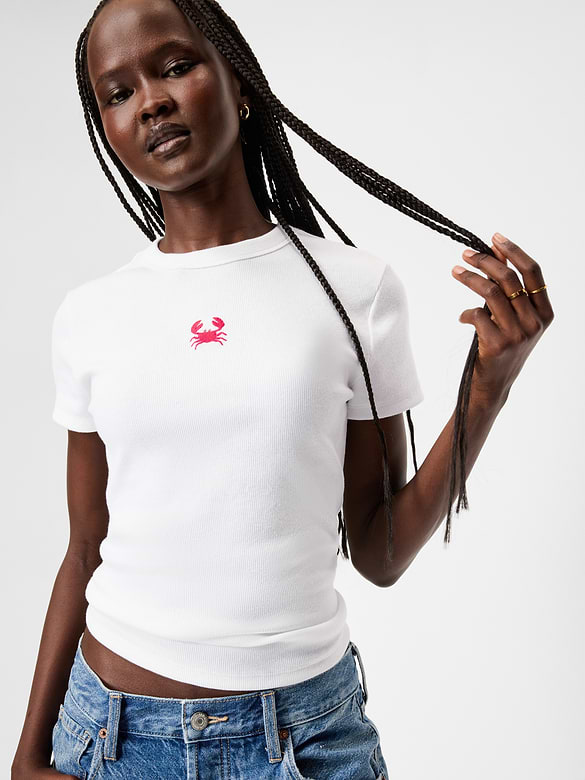 T-shirt moulant à imprimé