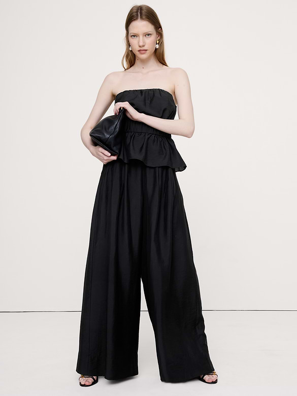 Strapless Cinch-Waist Peplum Top