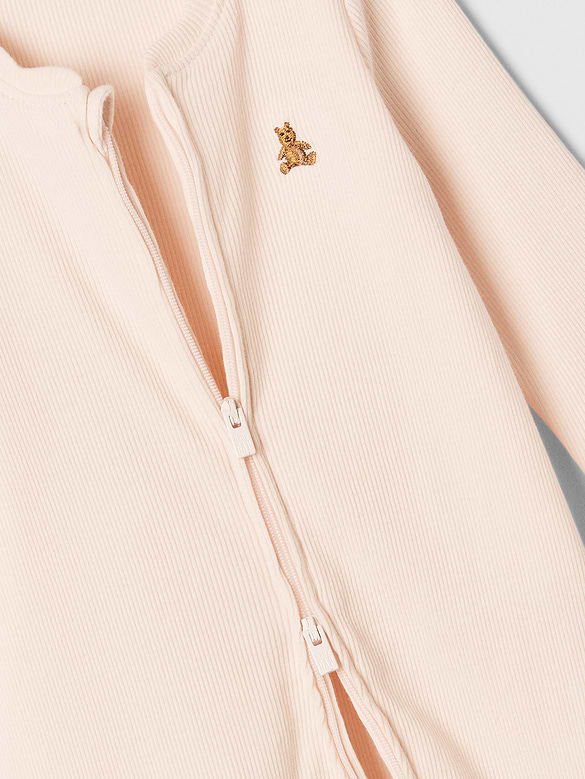 Baby Ribbed Two-Way Zip One-Piece