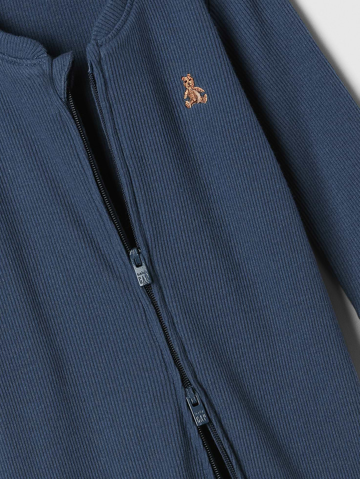 Image number 2 showing, Baby Ribbed Two-Way Zip One-Piece