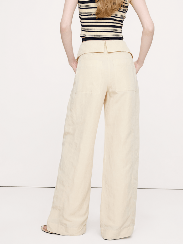 Wide-Leg TENCEL™-Linen Pant with Foldover Waistband