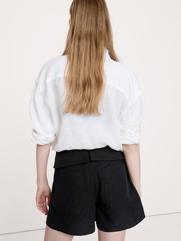 4" TENCEL™-Linen Short with Foldover Waistband