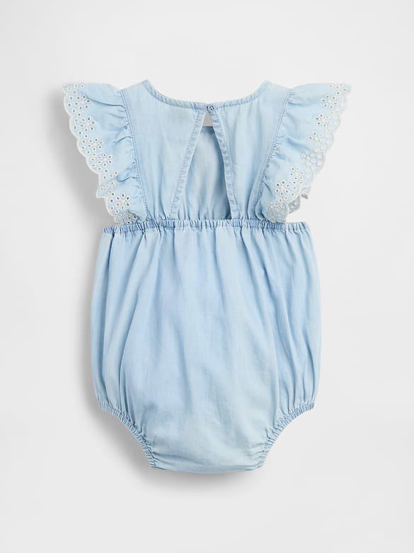 Baby Eyelet Chambray Romper