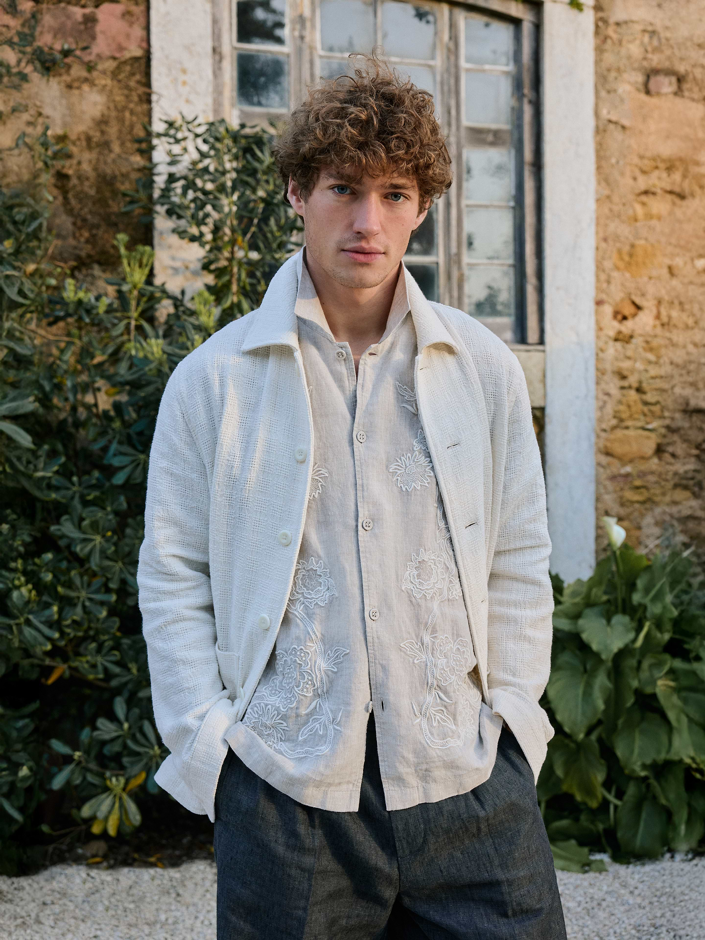 Image number 6 showing, Relaxed-Fit Embroidered Linen Long-Sleeve Resort Shirt