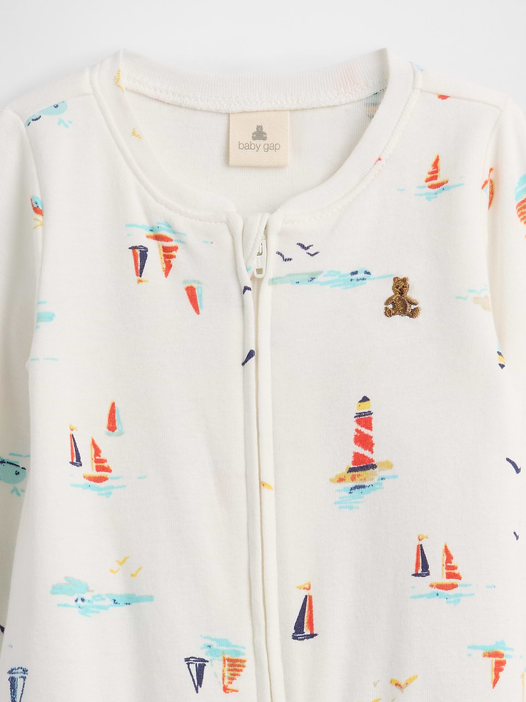 Image number 2 showing, Baby Print Two-Way Zip One-Piece