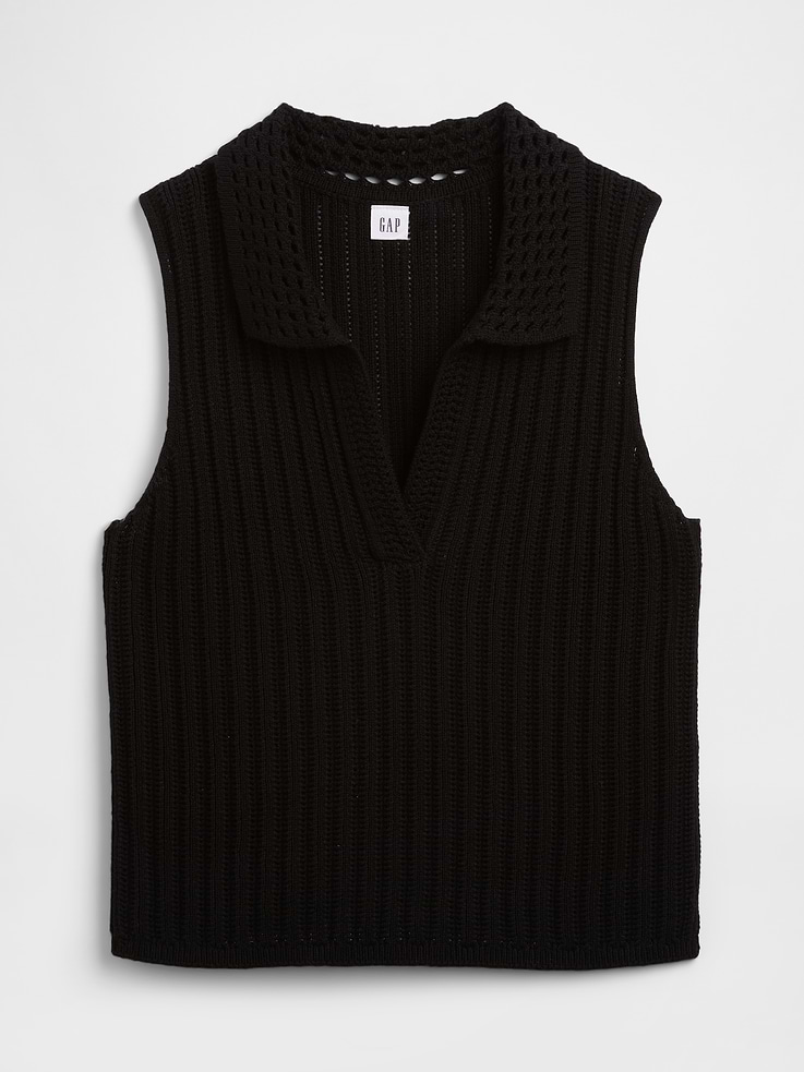 Image number 5 showing, Sleeveless Crochet Collared Top