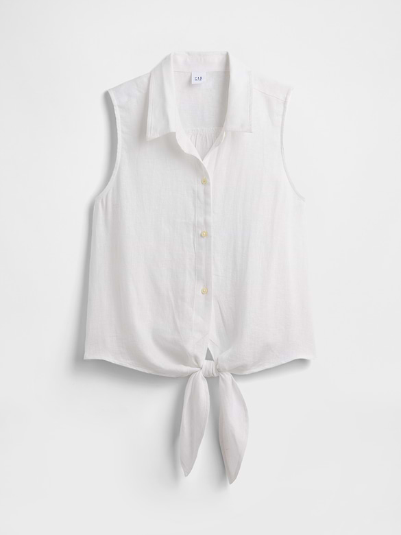 Relaxed Sleeveless Tie-Front Shirt
