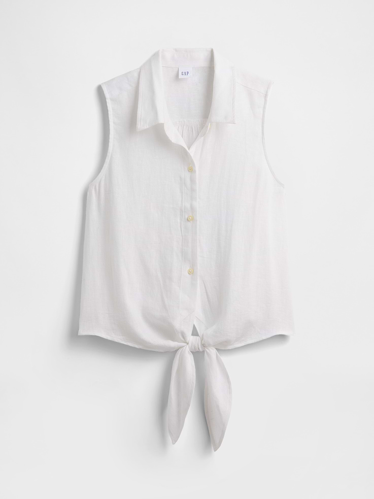 Image number 5 showing, Relaxed Sleeveless Tie-Front Shirt