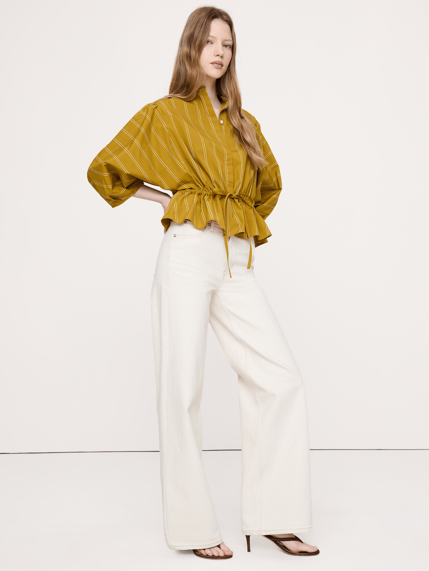 Image number 1 showing, Cotton Poplin Tie-Waist Top