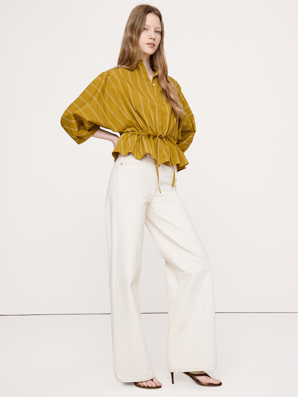Cotton Poplin Tie-Waist Top
