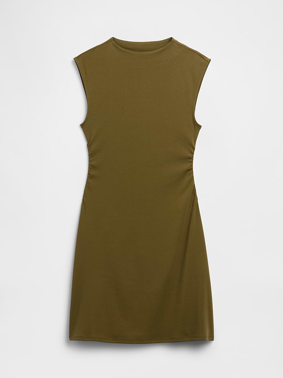 Modern Ribbed Ruched Mini Dress