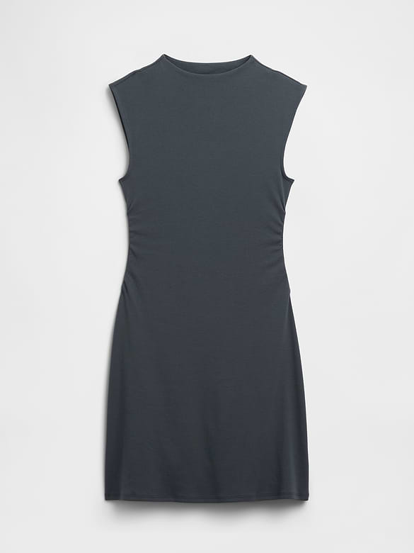 Modern Ribbed Ruched Mini Dress