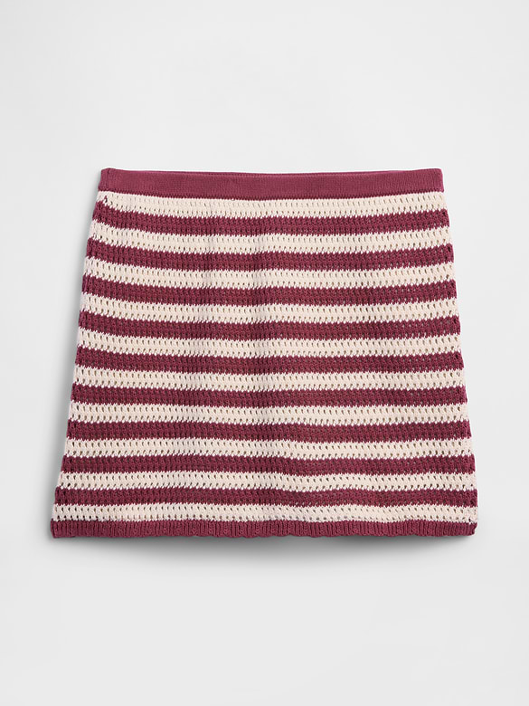 Pull-On Crochet Sweater Mini Skirt