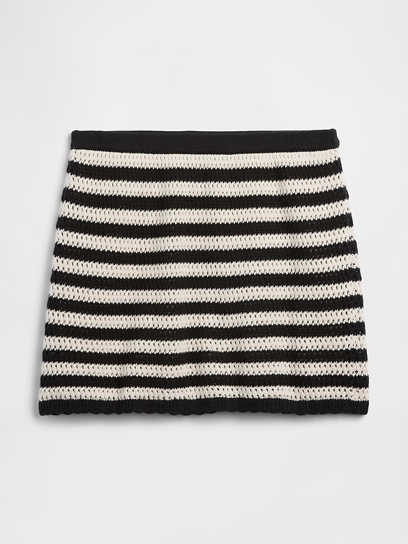 Pull-On Crochet Sweater Mini Skirt