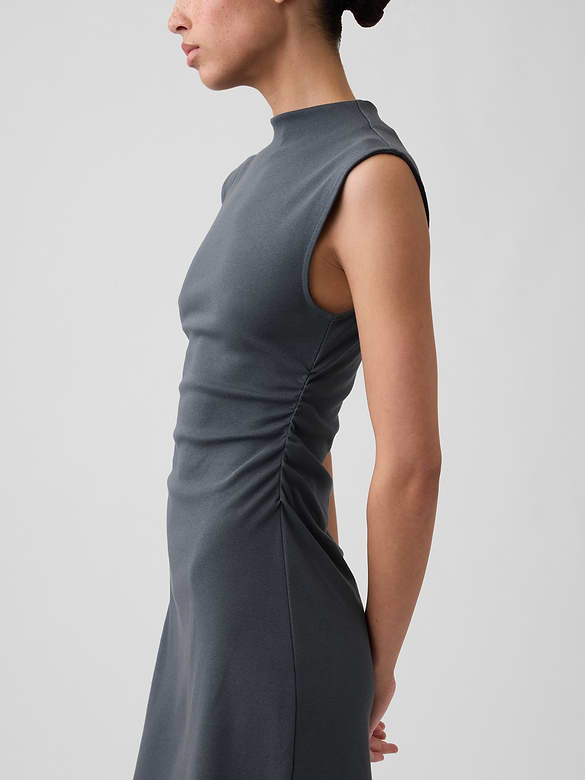 Modern Ribbed Ruched Mini Dress