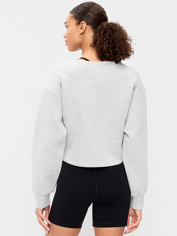 Bounce Fleece Long-Sleeve Twist-Front Top