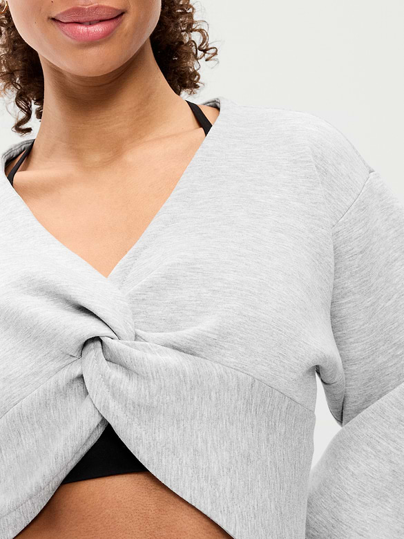 Bounce Fleece Long-Sleeve Twist-Front Top
