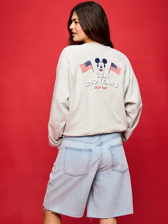 Old Navy x Disney Mickey Mouse Oversized Graphic Raglan Sweatshirt for Women