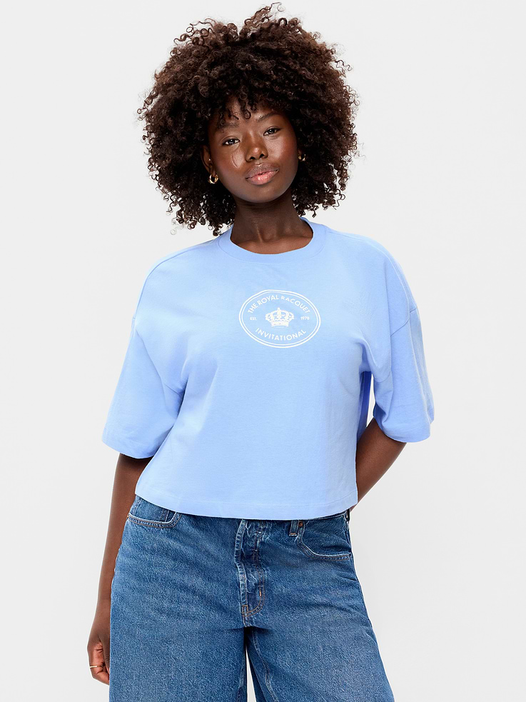 Image number 6 showing, Vintage Crew-Neck Oversized Crop Graphic T-Shirt