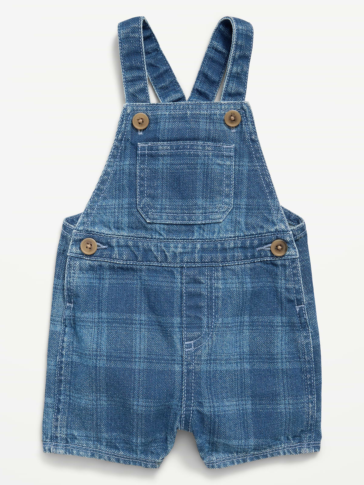 Plaid Chambray Shortalls for Baby