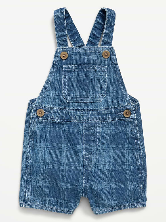 Plaid Chambray Shortalls for Baby