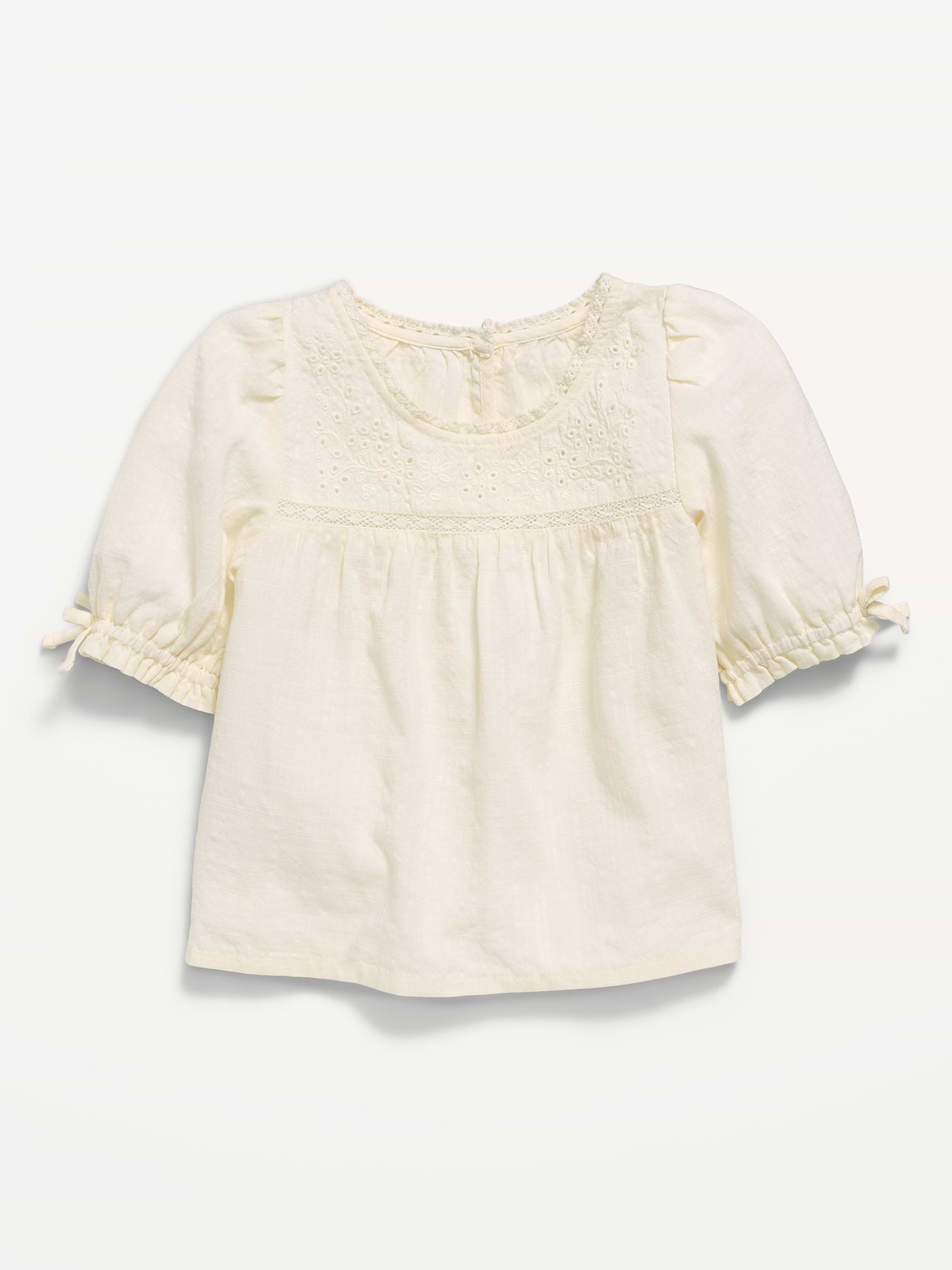 Image number 1 showing, Short-Sleeve Eyelet Lace-Trim Top for Toddler Girls