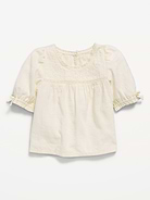 Image number 1 showing, Short-Sleeve Eyelet Lace-Trim Top for Toddler Girls
