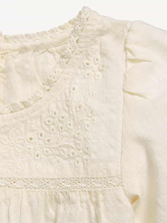 Short-Sleeve Eyelet Lace-Trim Top for Toddler Girls