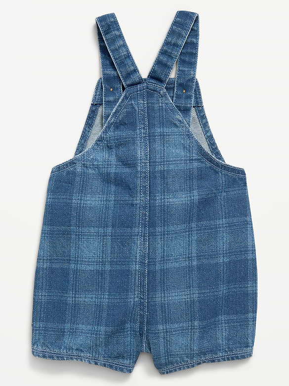 Plaid Chambray Shortalls for Baby