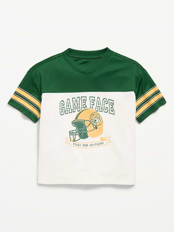 Oversized Mesh Graphic Football T-Shirt for Toddler Boys