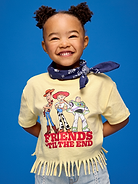L'image numéro 1 présente T-shirt droit à ourlet à franges et à imprimé Histoire de jouets Old Navy x Pixar pour toute-petite