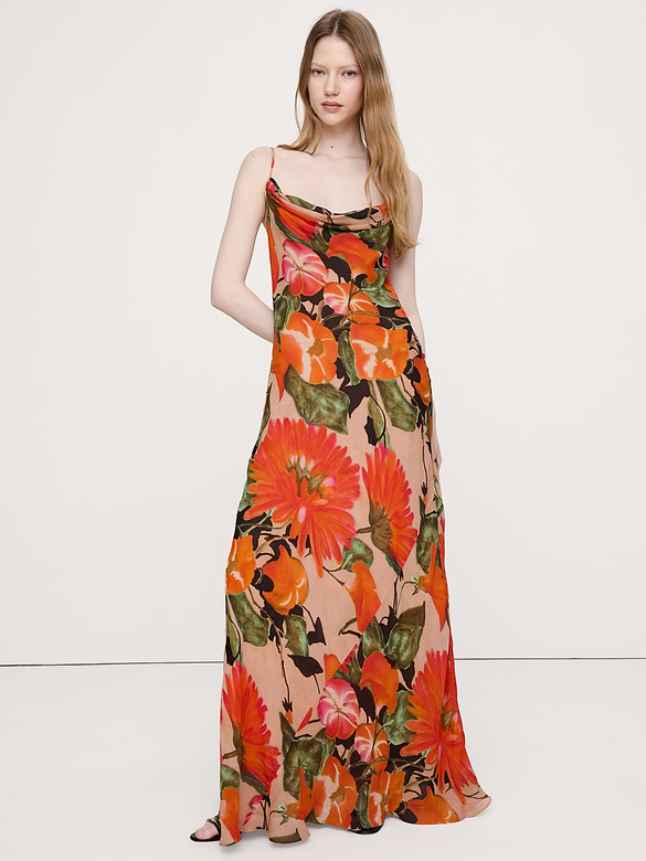 Bias-Cut Georgette Slip Maxi Dress