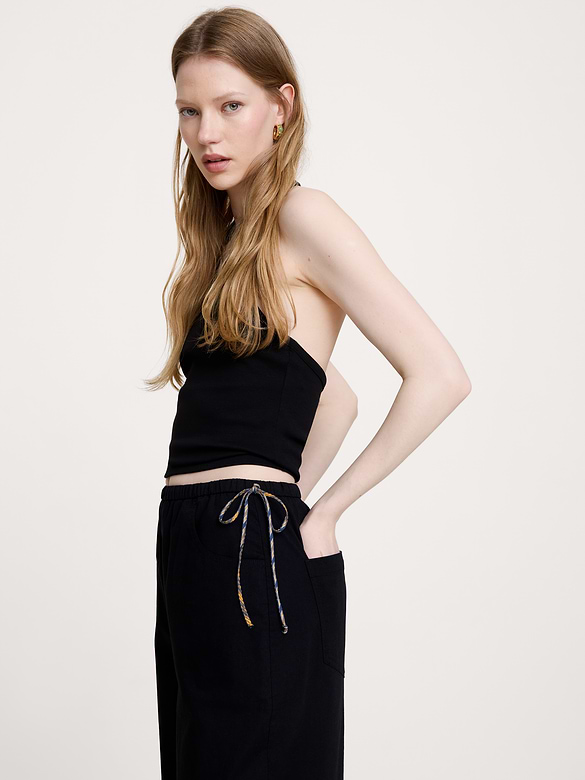 Cotton Pull-On Side-Tie Pant