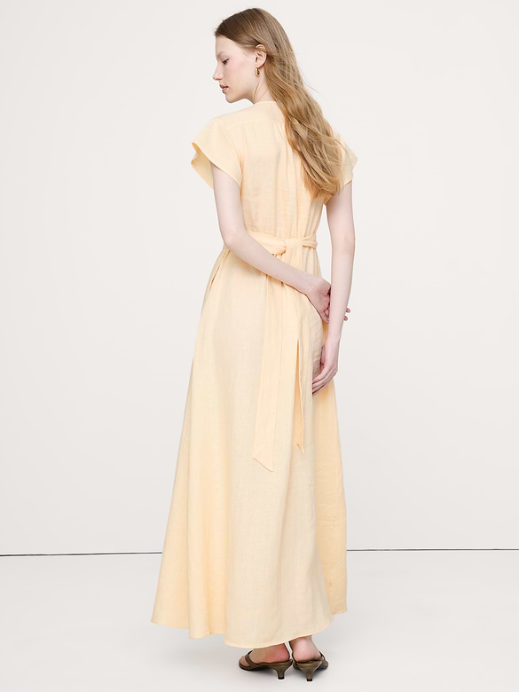 Linen Side-Tie Maxi Dress