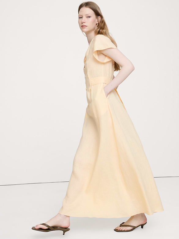 Linen Side-Tie Maxi Dress
