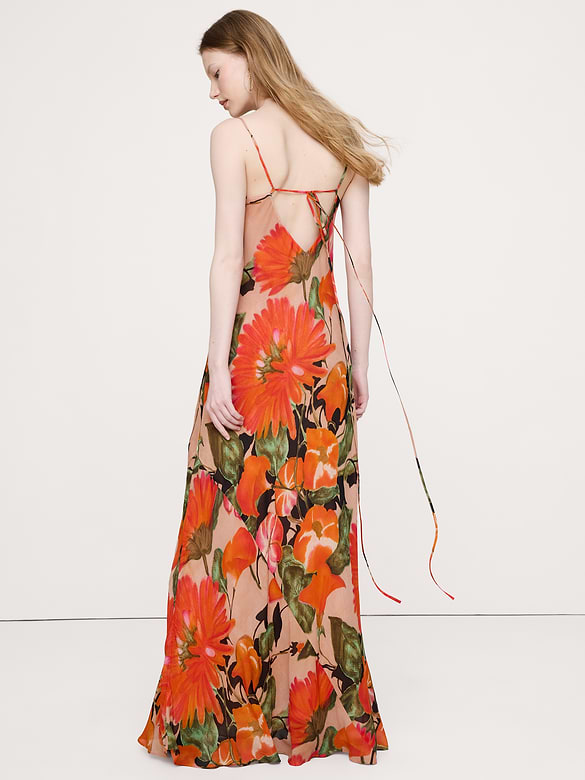 Bias-Cut Georgette Slip Maxi Dress