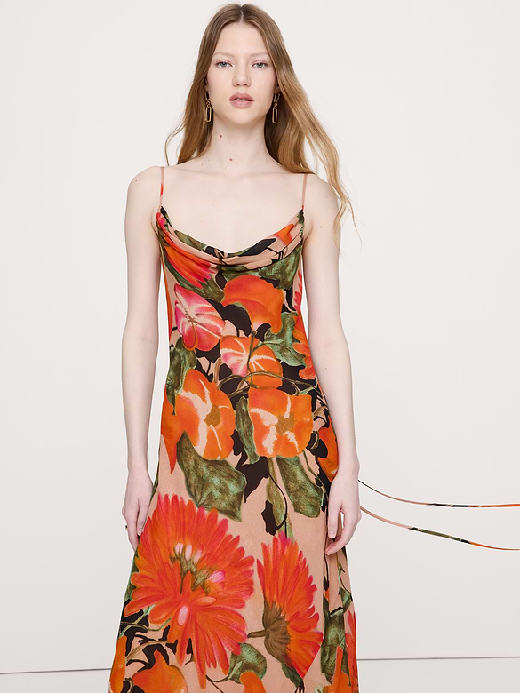 Bias-Cut Georgette Slip Maxi Dress