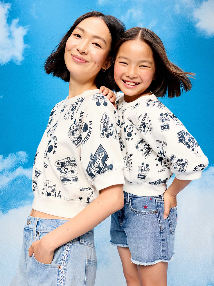 Image number 8 showing, Old Navy x Disney Mickey Mouse Short-Sleeve Cropped Raglan Fleece Sweatshirt for Women