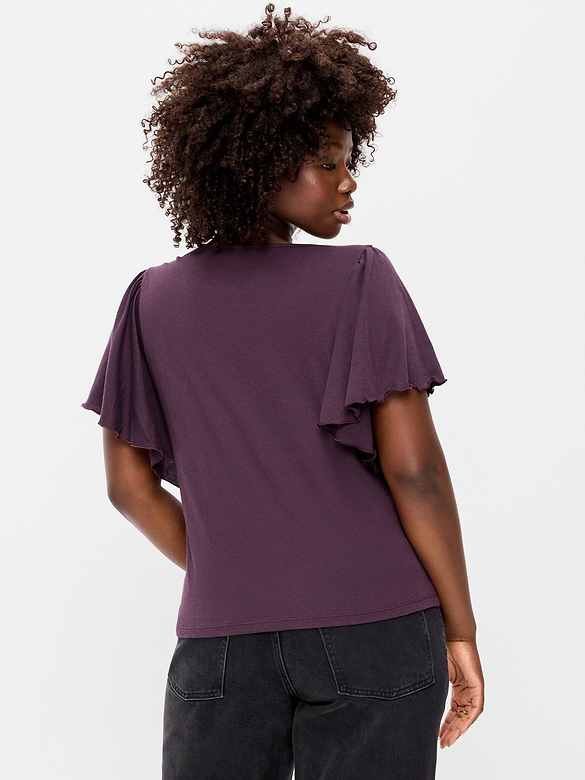 V-Neck Flutter Sleeve Top