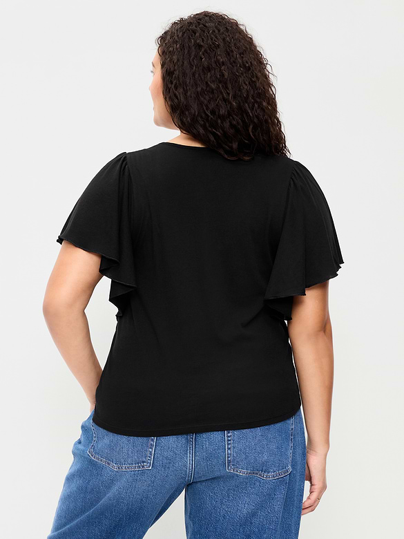 V-Neck Flutter Sleeve Top