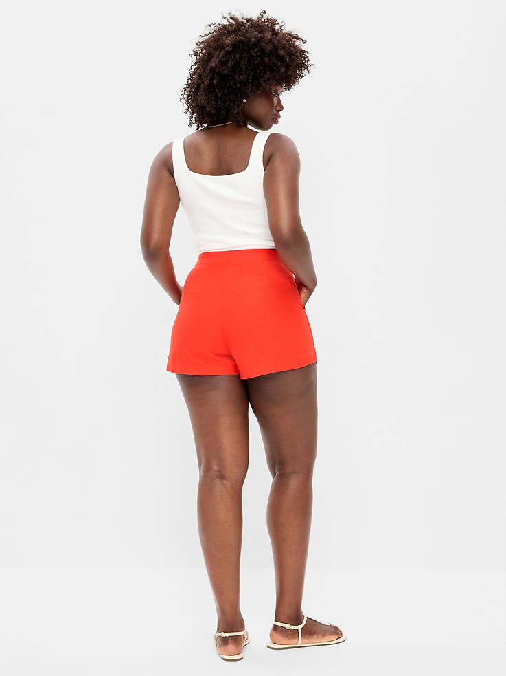 Image number 6 showing, High-Waisted Linen-Blend Micro Shorts