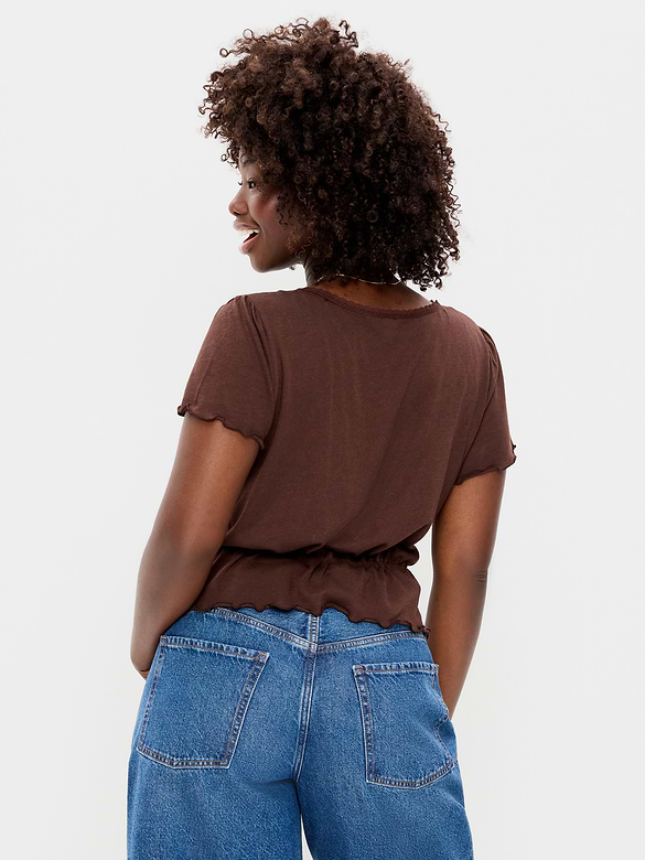 Lace-Trim Button-Down Top