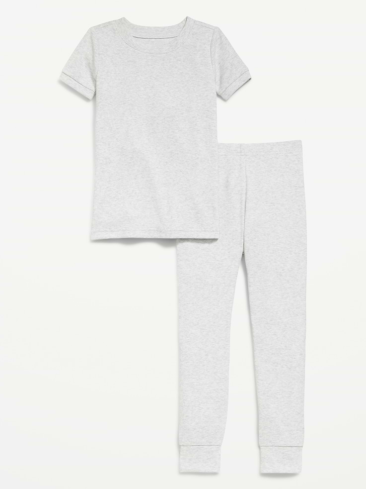 Image 1 of 2, rib-knit crew neck, short sleeves, matching pajama pants, elasticized waistband, rib-knit cuffs, Product #908367