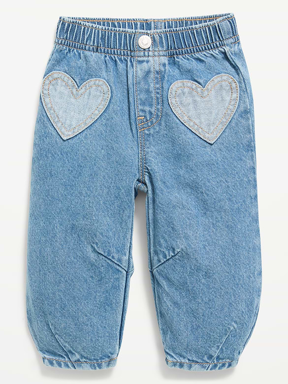 Super Baggy Heart-Pocket Barrel-Leg Jeans for Baby